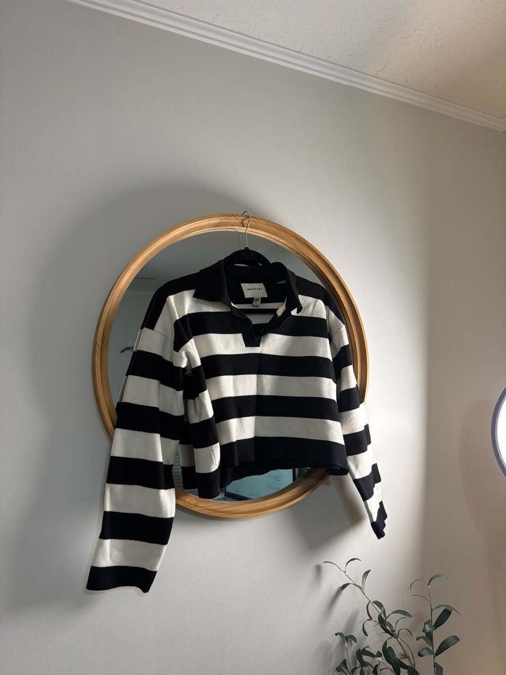 Industry Women's Striped Cropped Polo Neck Sweater